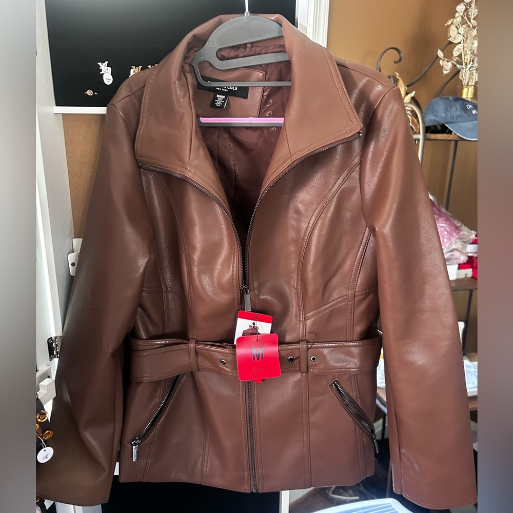 Kenneth Cole Tan Faux Leather Jacket